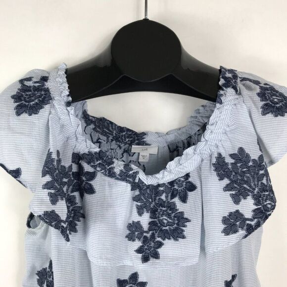 J. Jill Ocean Breeze Jacquard Ruffle Off Shoulder Top Women's Medium Floral - Picture 2 of 11